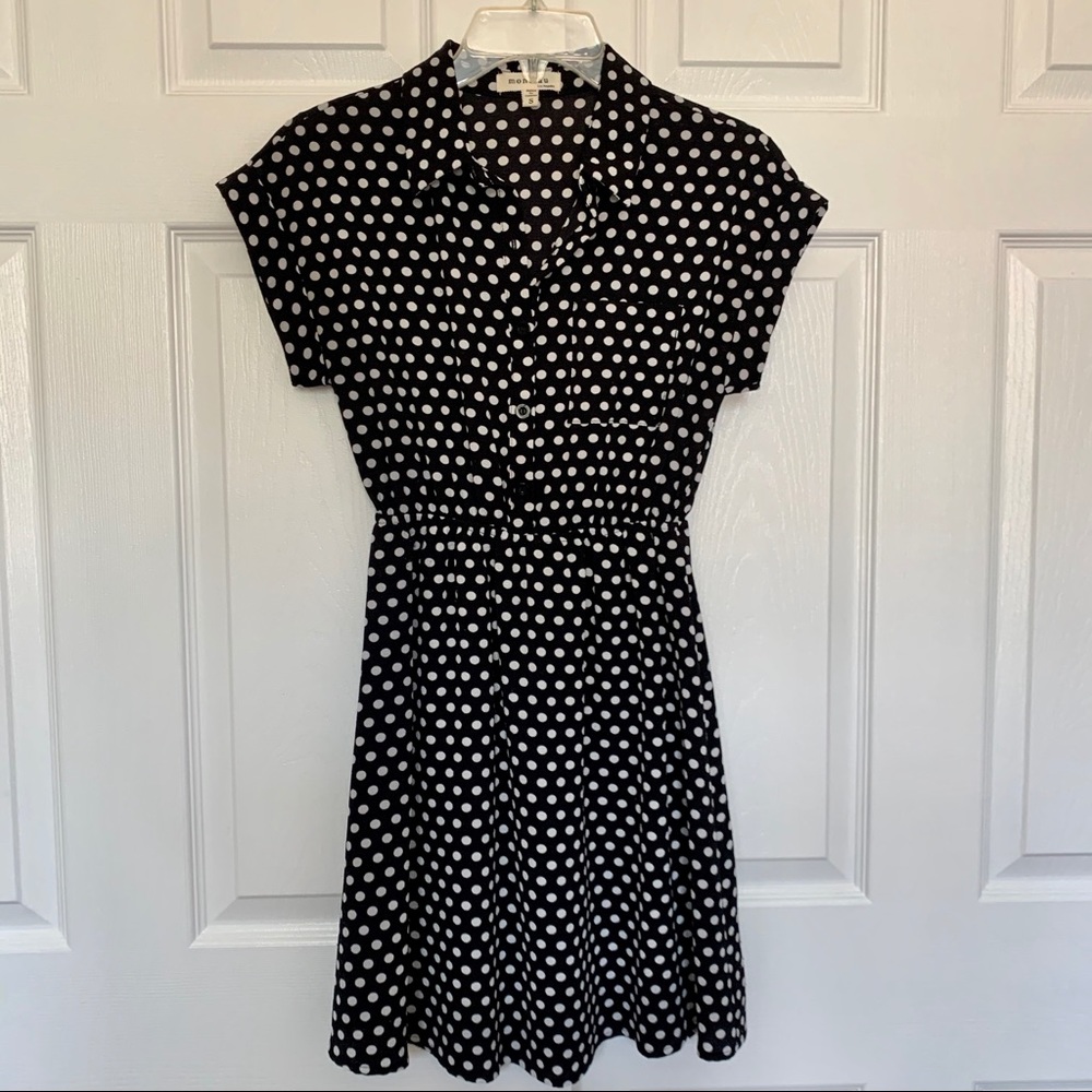 S Black & White Polka Dot Dress